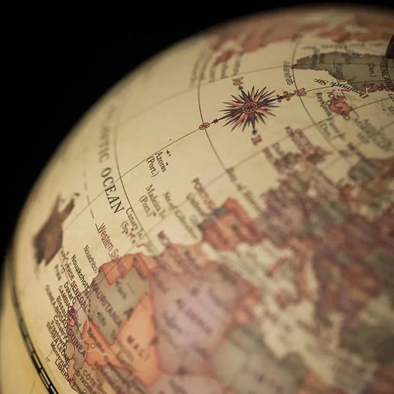Globo Terrestre Decorativo com Mapa em Inglês para Mesa Lenogue Marrom