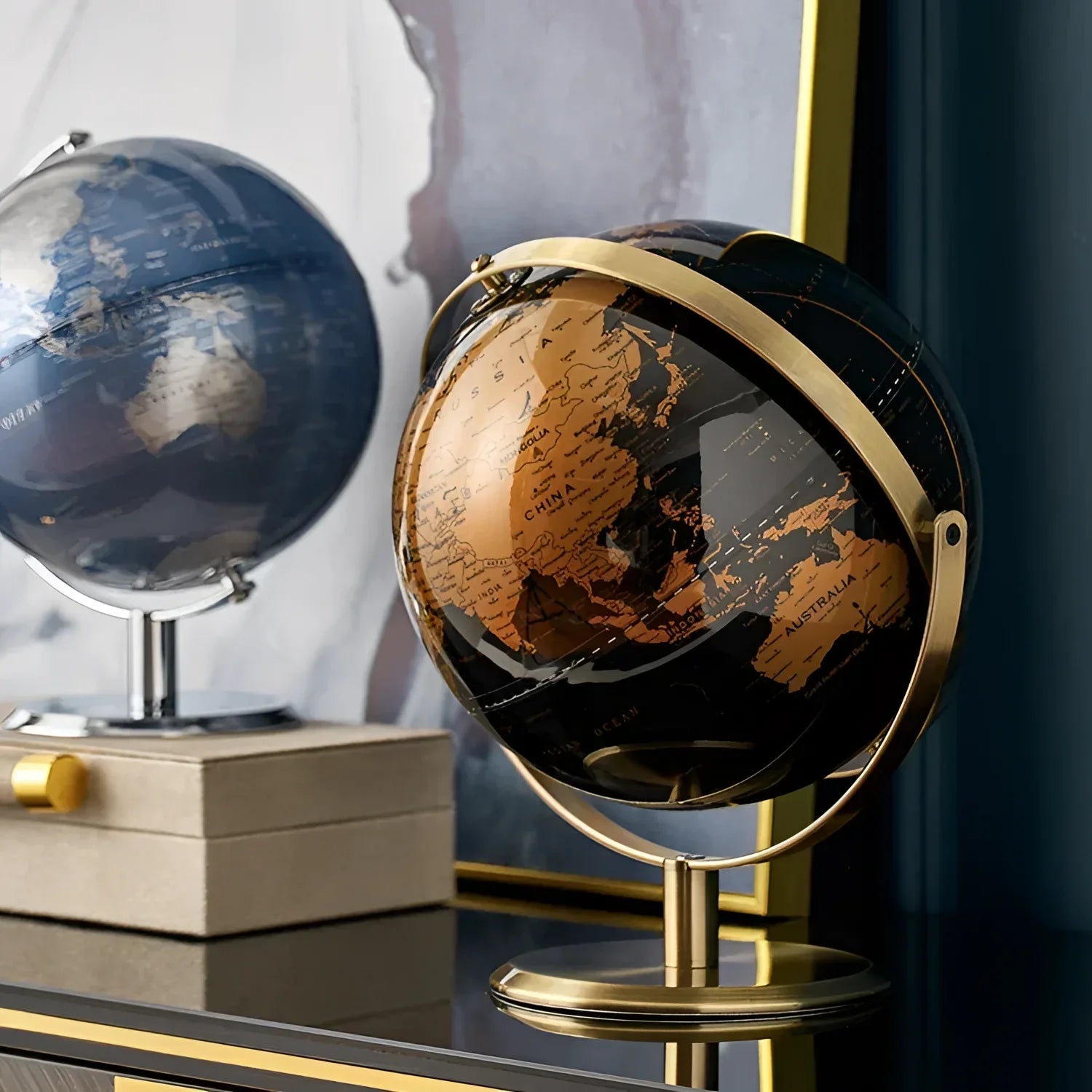 Globo Terrestre Decorativo com Mapa Mundi para Escritório e Estudo Lenogue