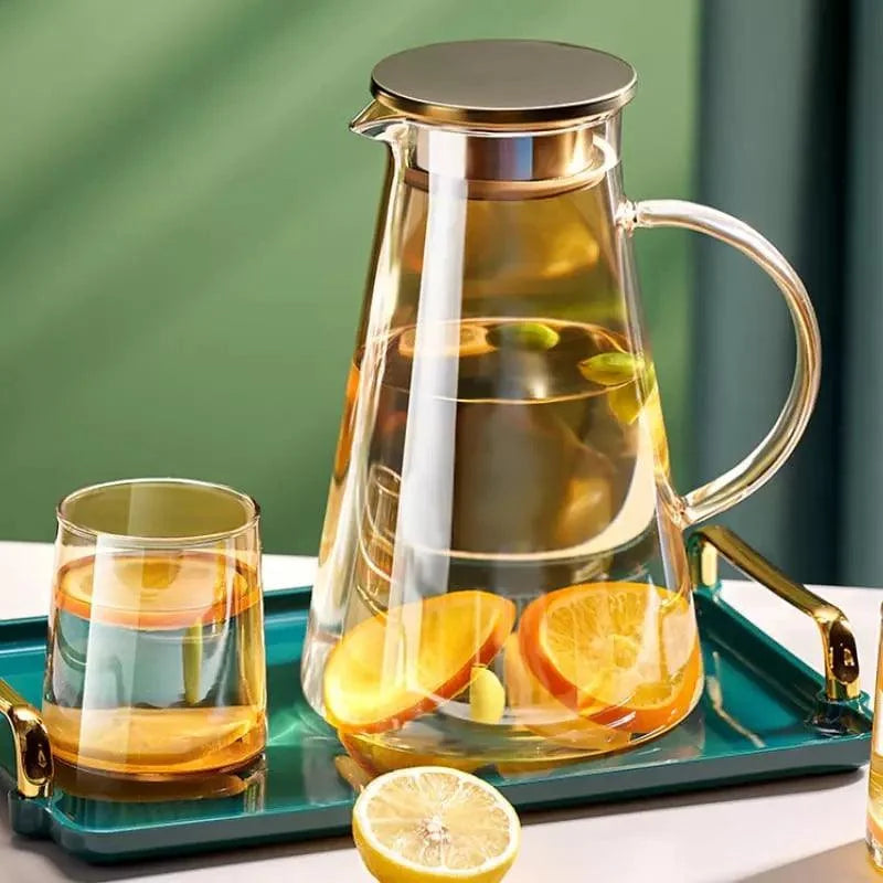Jarra de Vidro Borossilicato com Tampa para Bebidas 2l Lenogue