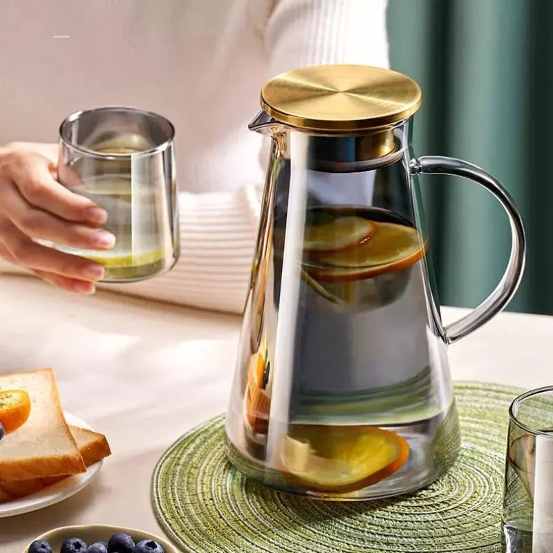 Jarra de Vidro Borossilicato com Tampa para Bebidas 2l Lenogue