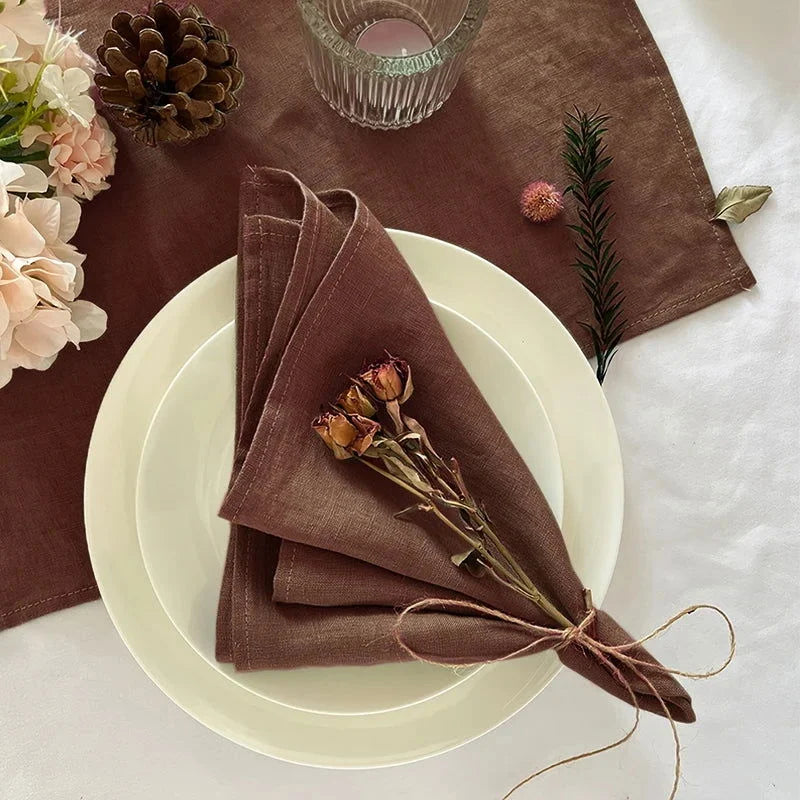 Jogo de Guardanapos em Poliéster Durável para Mesa Jantar Lenogue Marrom - 6 Peças