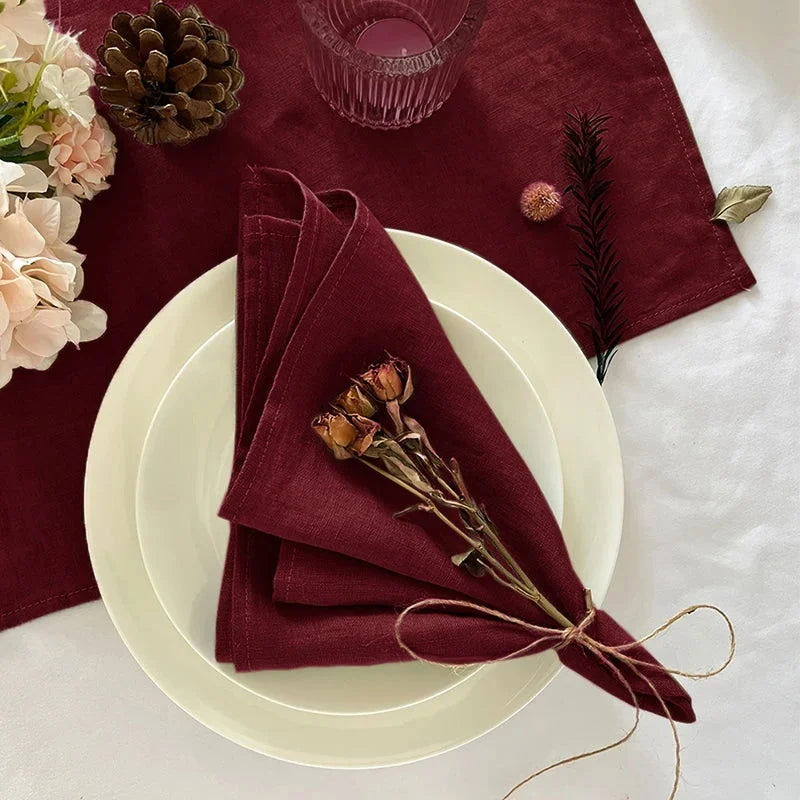 Jogo de Guardanapos em Poliéster Durável para Mesa Jantar Lenogue Vermelho - 6 Peças