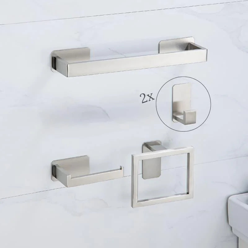 Kit Acessórios para Banheiro de Aço Inox 5 Peças com Fixação Lenogue Prata Peças
