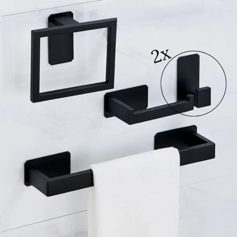 Kit Acessórios para Banheiro de Aço Inox 5 Peças com Fixação Lenogue Preto Peças