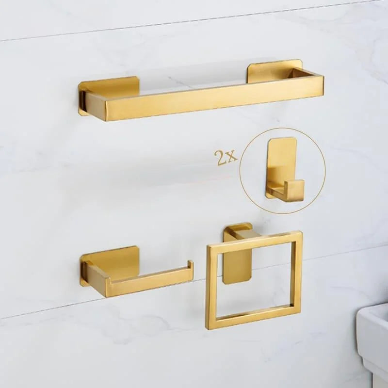Kit Acessórios para Banheiro de Aço Inox 5 Peças com Fixação Lenogue Dourado Peças