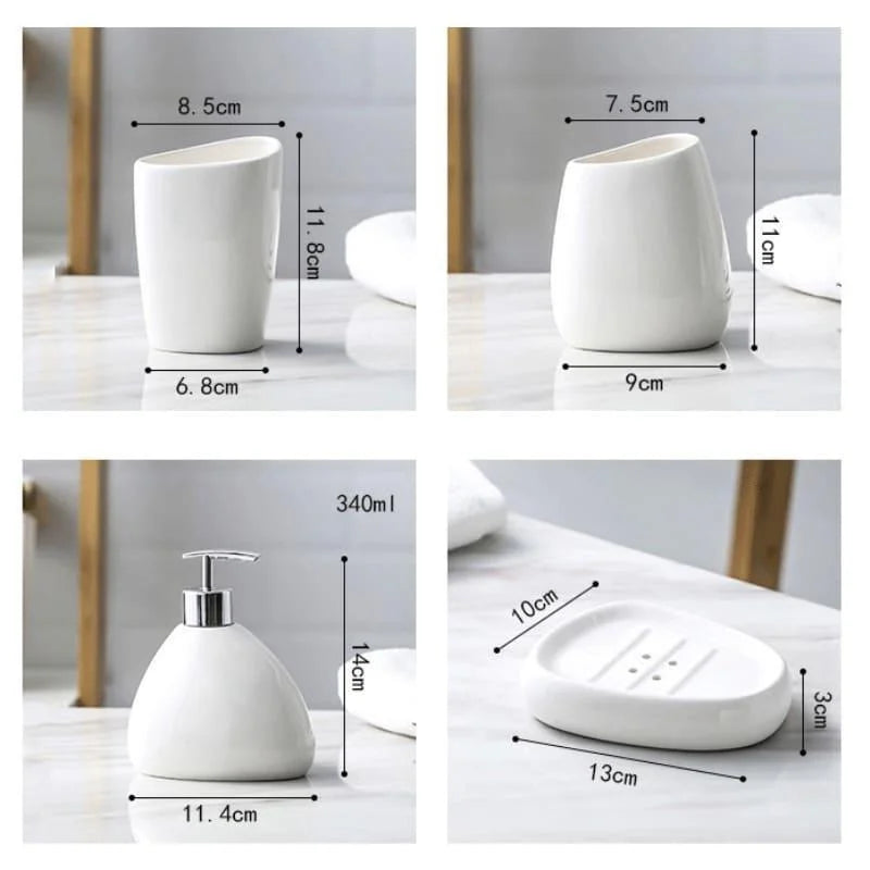 Kit de Banheiro em Cerâmica com 6 Peças para Lavabo Lenogue