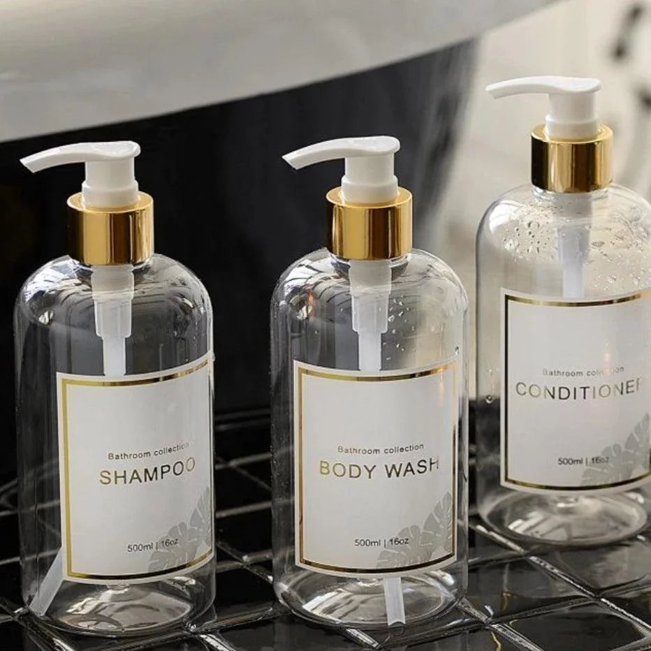 Kit Dispensador de Sabão Líquido 3 Peças para Banheiro Lenogue Transparente