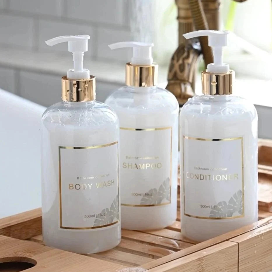 Kit Dispensador de Sabão Líquido 3 Peças para Banheiro Lenogue Transparente