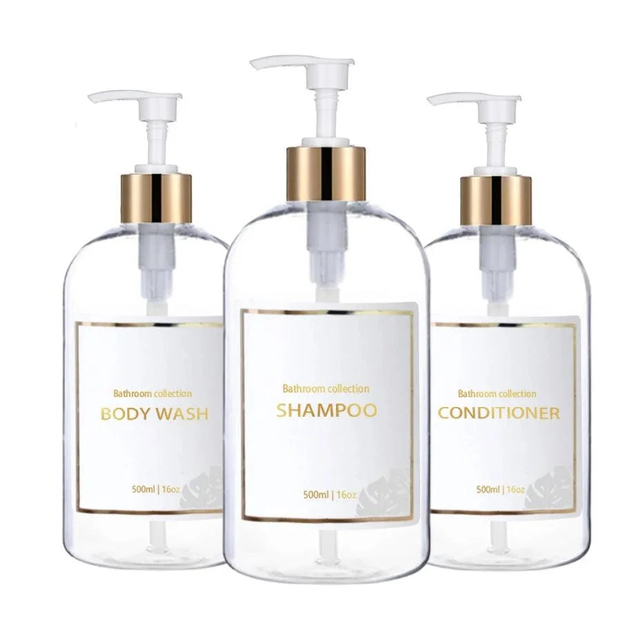 Kit Dispensador de Sabão Líquido 3 Peças para Banheiro Lenogue Transparente
