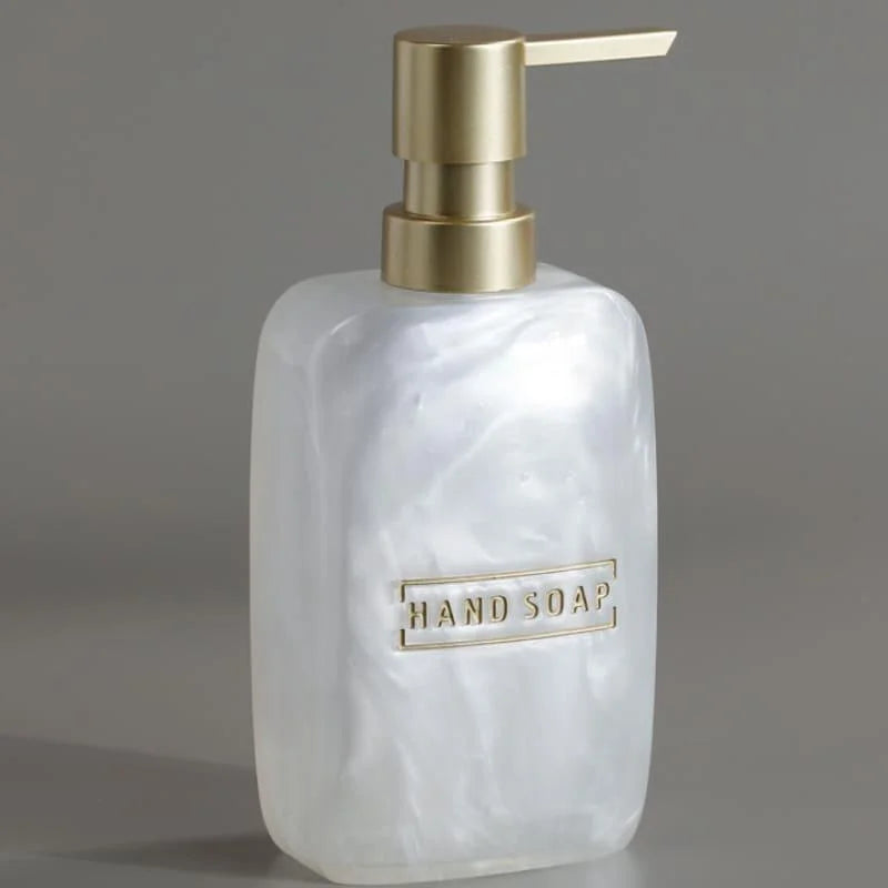 Kit para Banheiro Resina Dourado com Dispenser e Porta Escova 3 Peças Lenogue