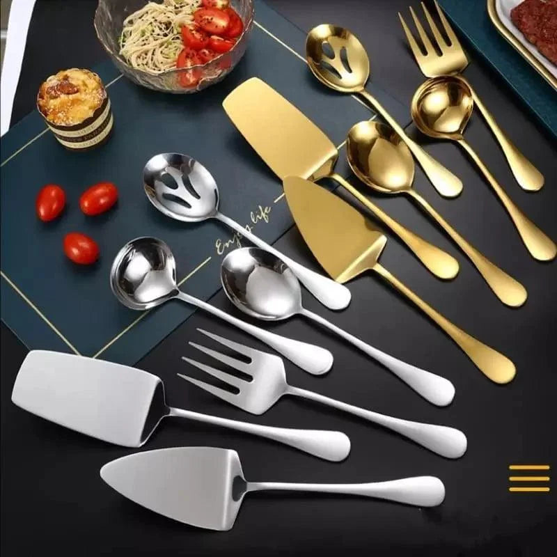 Kit Utensílios de Cozinha 6 Peças em Aço Inox Dourado Lenogue