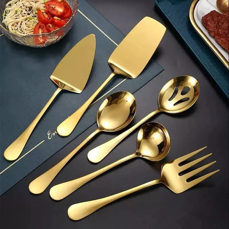 Kit Utensílios de Cozinha 6 Peças em Aço Inox Dourado Lenogue / Peças