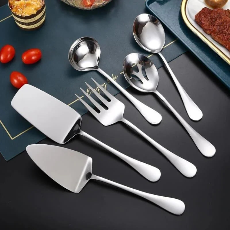 Kit Utensílios de Cozinha 6 Peças em Aço Inox Dourado Lenogue Prata / Peças