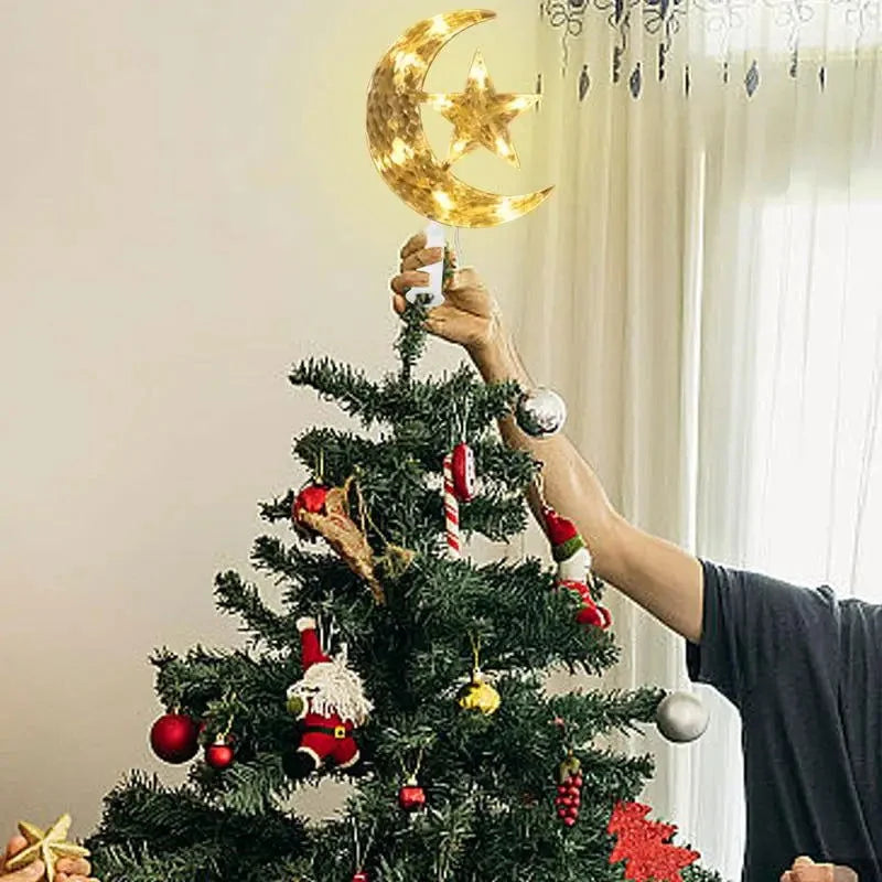 Lâmpada de Led Lua e Estrela para Topo árvore Lenogue Amarelo / 22 x 15 Cm