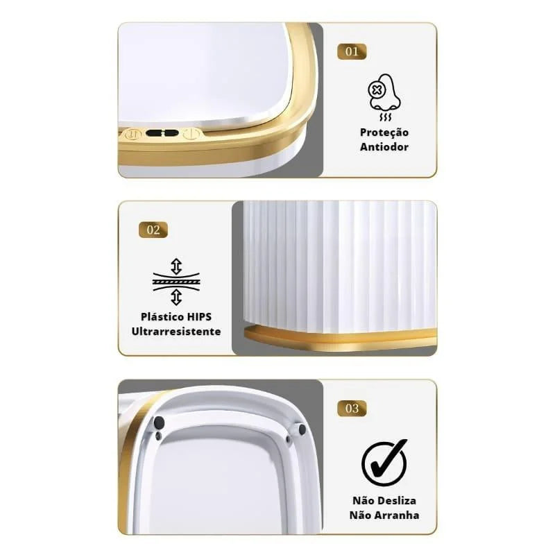 Lixeira Automática com Sensor 15l para Banheiro e Cozinha Lenogue