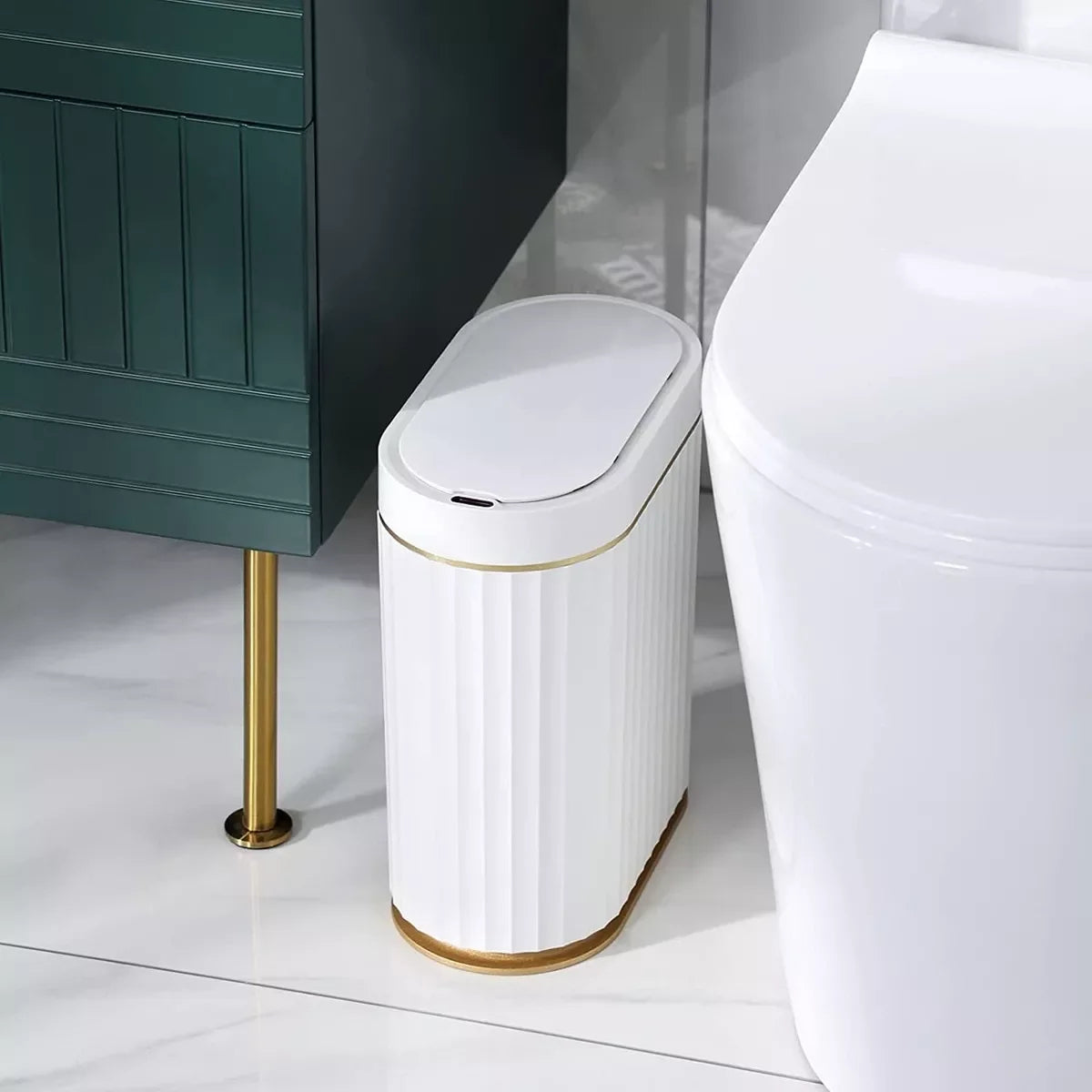 Lixeira Automática Oval 9l com Sensor para Banheiro e Cozinha Lenogue Branco (9l Oval)