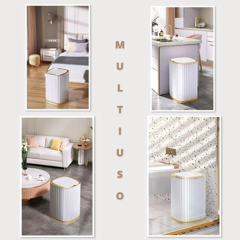 Lixeira Automática Oval 9l com Sensor para Banheiro e Cozinha Lenogue Branco (9l Oval)