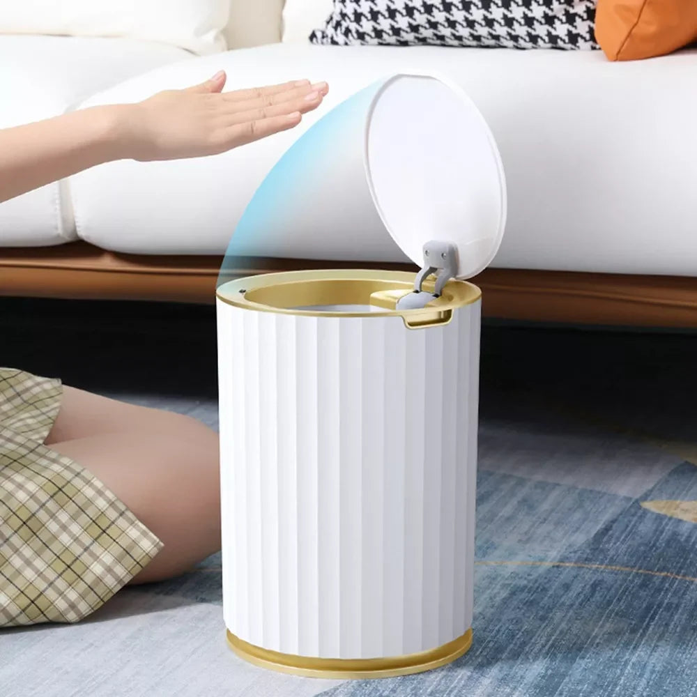 Lixeira Automática Redonda 9l com Sensor para Banheiro e Cozinha Lenogue Branco (9l Redonda)