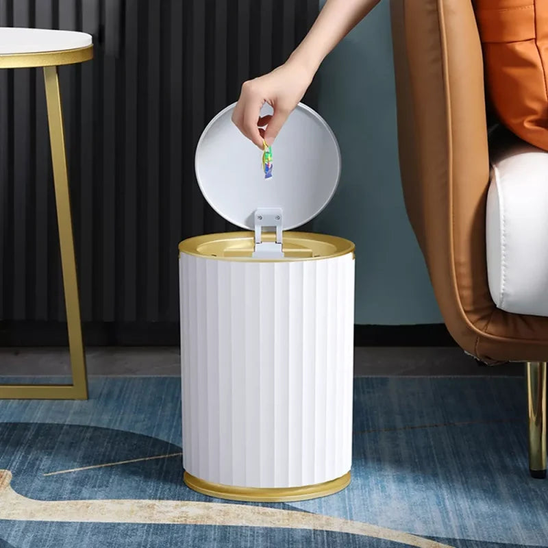 Lixeira Automática Redonda 9l com Sensor para Banheiro e Cozinha Lenogue Branco (9l Redonda)