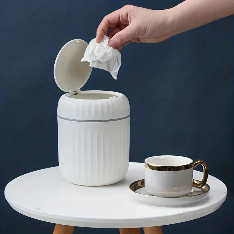 Lixeira de Mesa com Tampa Antipoeira Design Compacto Lenogue Branco