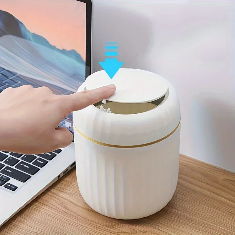 Lixeira de Mesa com Tampa Antipoeira Design Compacto Lenogue Branco