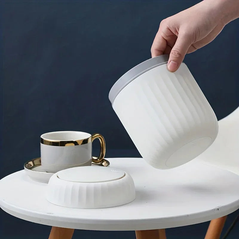 Lixeira de Mesa com Tampa Antipoeira Design Compacto Lenogue Branco