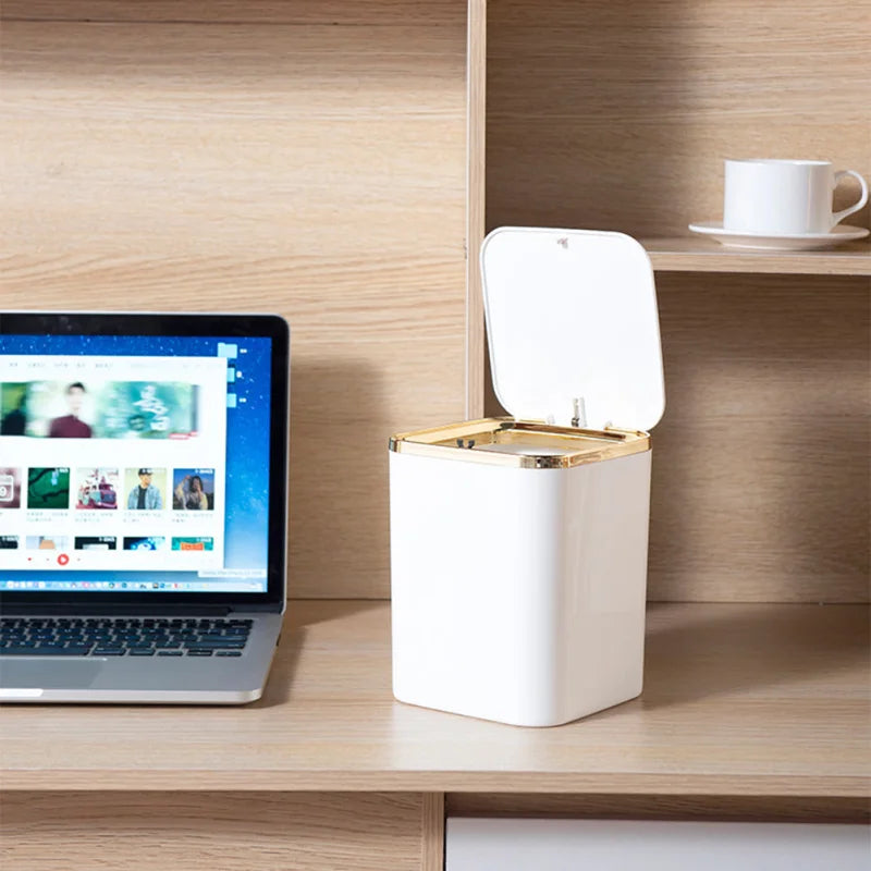 Lixeira de Mesa com Tampa Pop Up e Vedação Antiodor Lenogue Branco