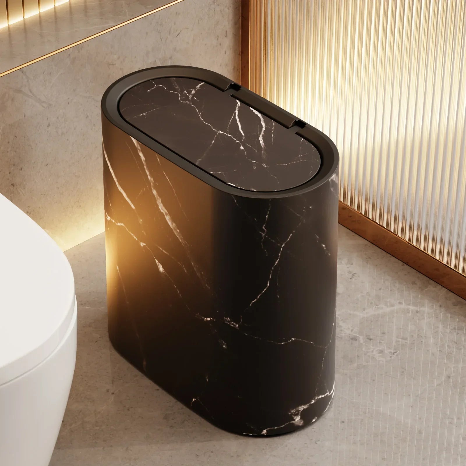 Lixeira Multiuso com Tampa em Design Moderno para Banheiro Lenogue Preto