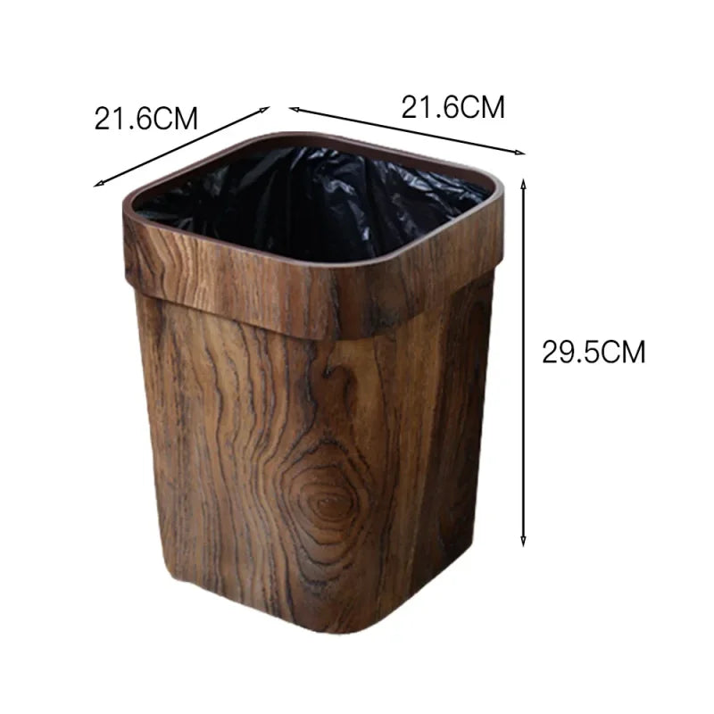 Lixeira Retrô com Textura de Madeira para Banheiro Lenogue