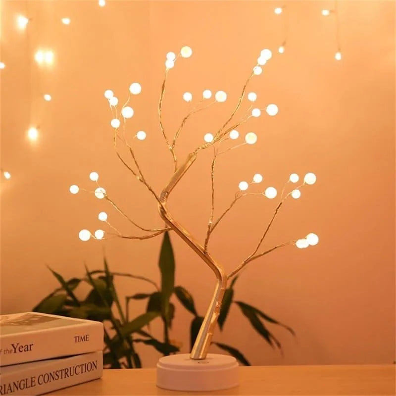 Luminária árvore de Led Decorativa para Quarto Sala e Mesa Lenogue Dourado