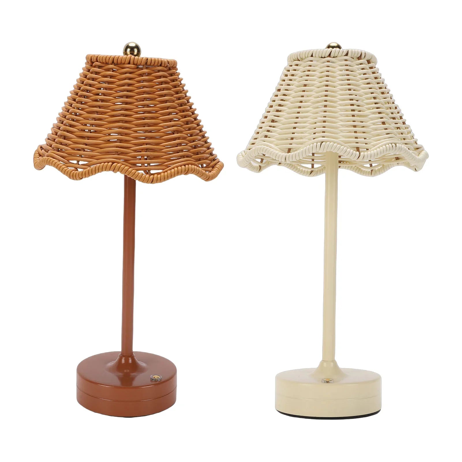 Luminária de Mesa Rattan Rotin sem Fio Brilho Ajustável Lenogue