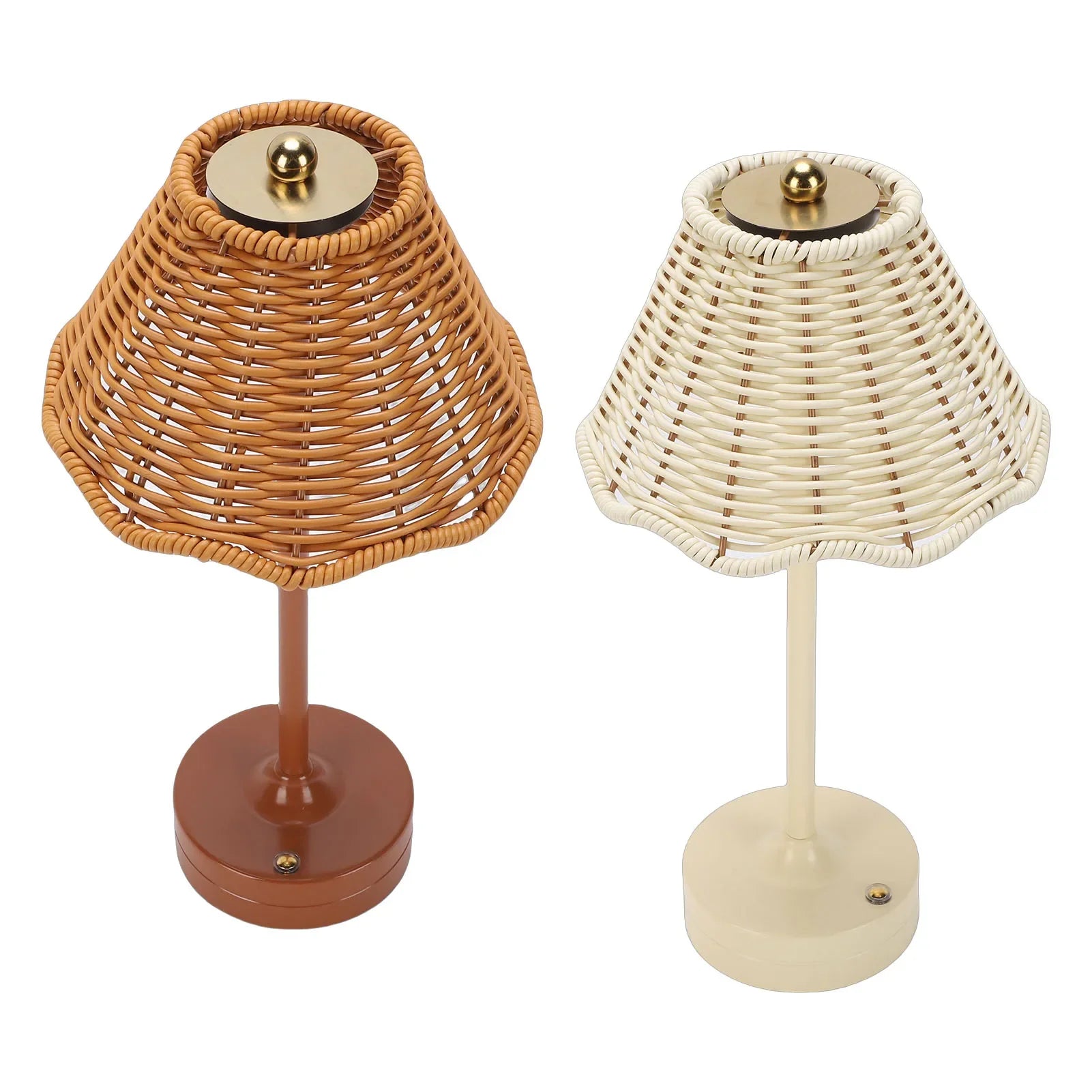 Luminária de Mesa Rattan Rotin sem Fio Brilho Ajustável Lenogue