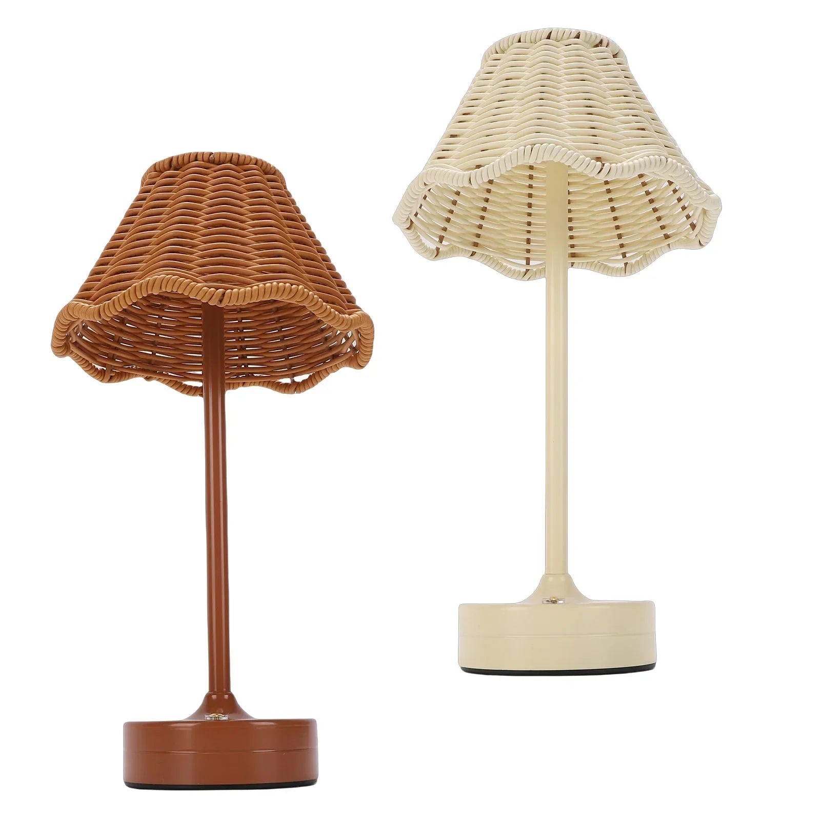Luminária de Mesa Rattan Rotin sem Fio Brilho Ajustável Lenogue