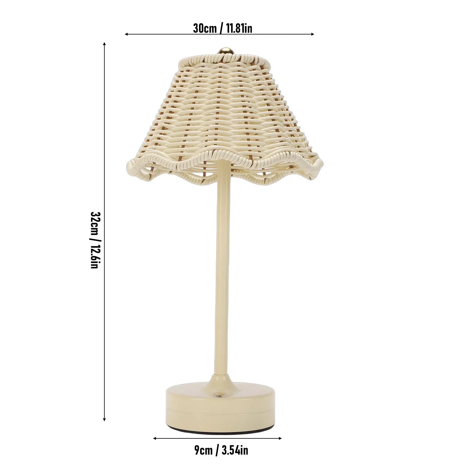 Luminária de Mesa Rattan Rotin sem Fio Brilho Ajustável Lenogue