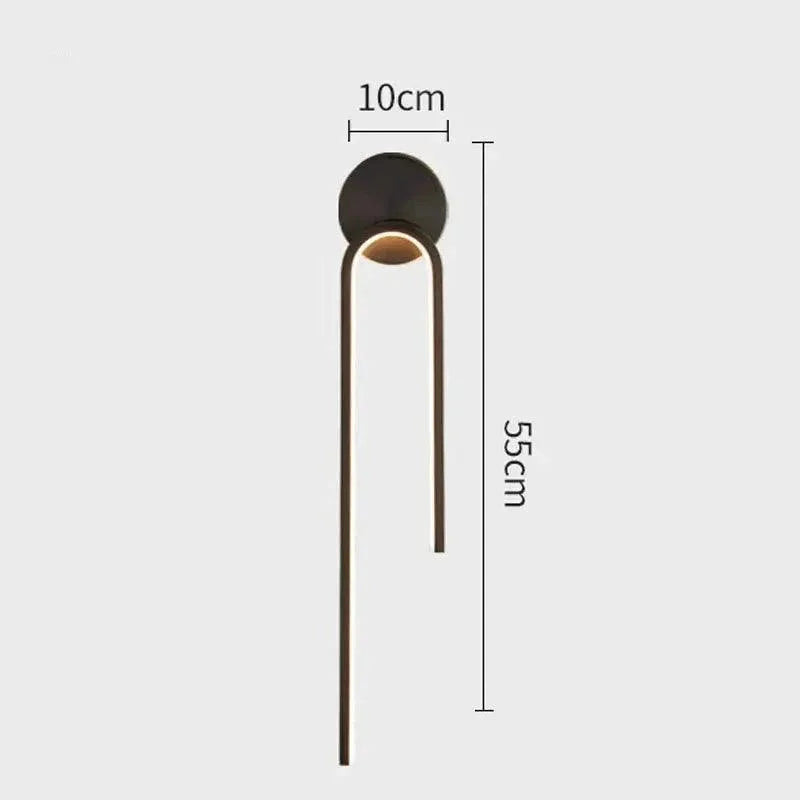 Luminária de Parede Led Design Moderno para Decoração e Iluminação Lenogue Preto - Direito / Luz Quente (2700-3500k)