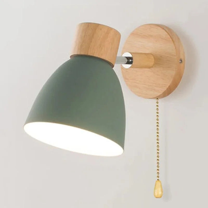 Luminária de Parede Led Madeira Estilo Nórdico para Decoração Lenogue Verde / 1 Peça