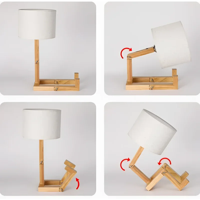 Luminária Mesa Madeira Moderna Criativa para Estudo Lenogue