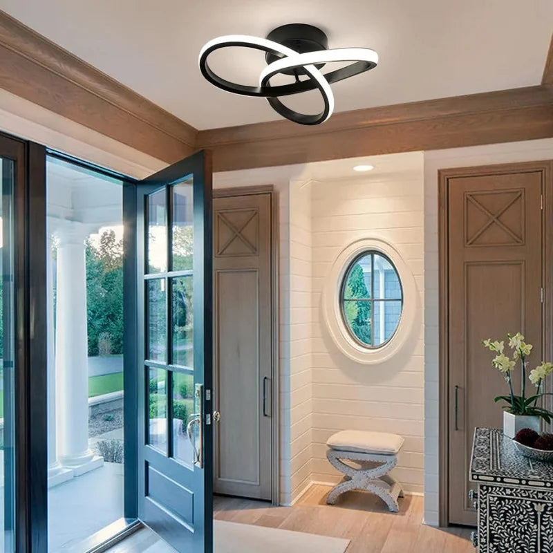 Lustre Led de Teto com 3 Cores para Quarto e Sala Jantar Lenogue Preto