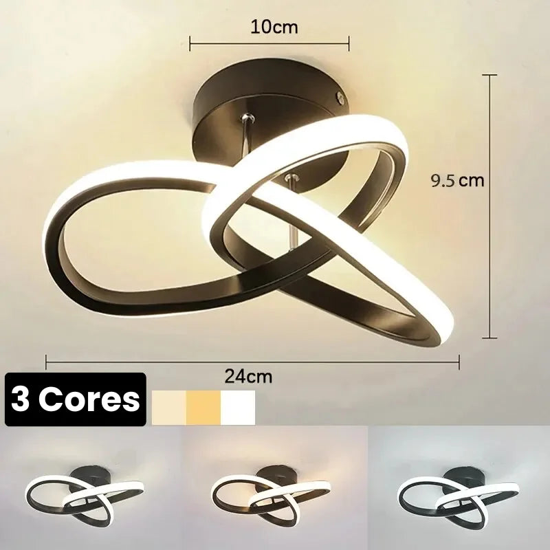 Lustre Led de Teto com 3 Cores para Quarto e Sala Jantar Lenogue Preto