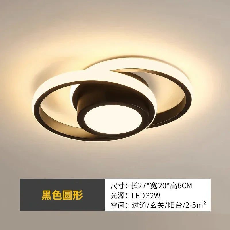 Lustre Led de Teto Moderno com 3 Cores para Quarto e Sala Lenogue Preto Redondo / Luz Amarela