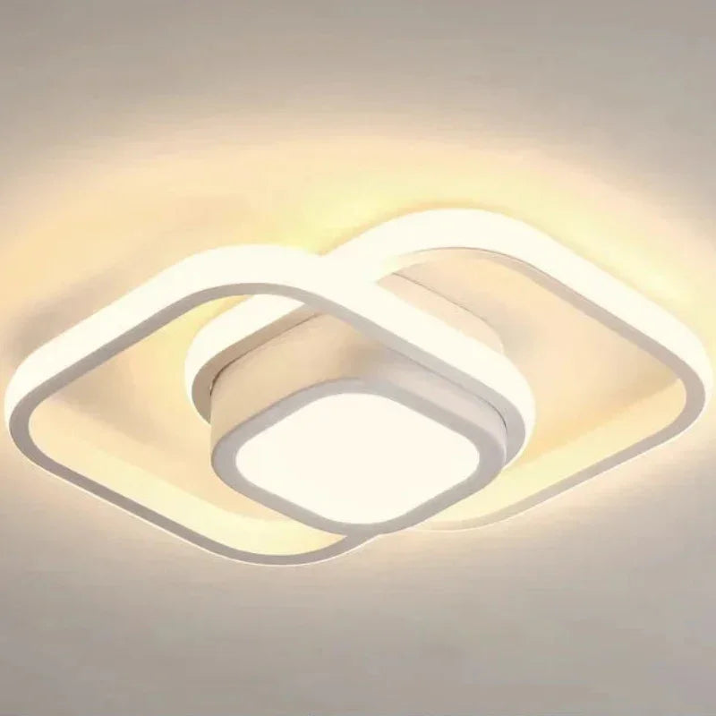 Lustre Led de Teto Moderno com 3 Cores para Quarto e Sala Lenogue Branco Quadrado / Luz Amarela