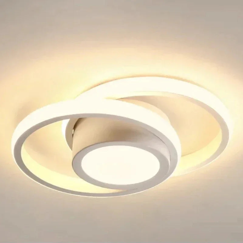 Lustre Led de Teto Moderno com 3 Cores para Quarto e Sala Lenogue Branco Redondo / Luz Amarela
