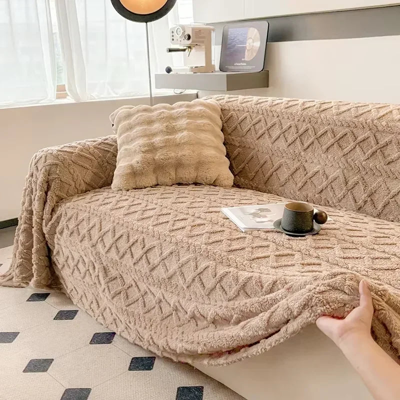 Manta Coral Amarelo Fleece Grossa para Sofá e Sala de estar Lenogue