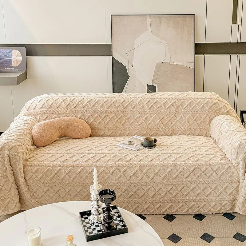 Manta Coral Marrom Fleece Grossa para Sofá e Sala de estar Lenogue