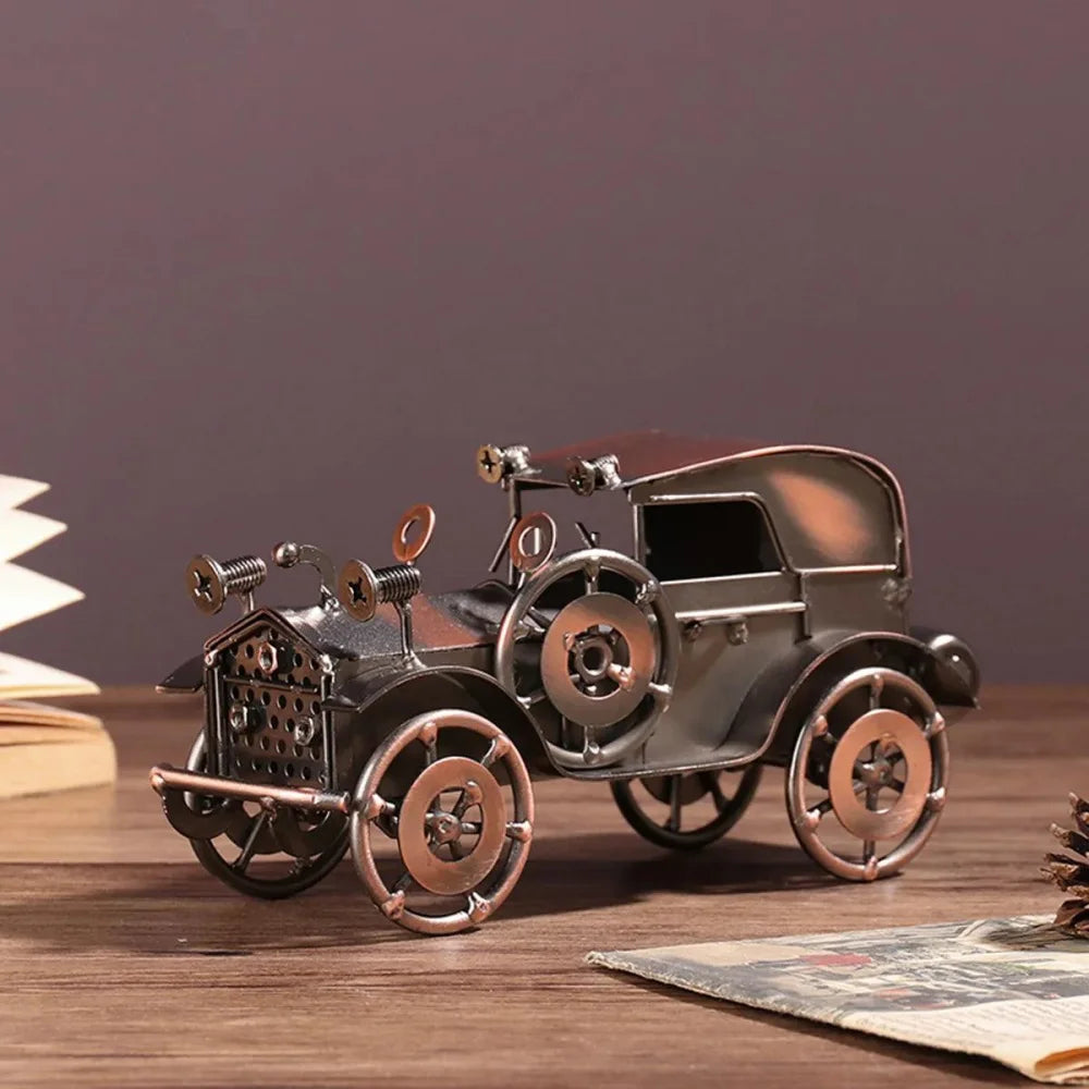 Miniatura de Carro Antigo em Metal para Decoração Retrô Lenogue Cobre Vintage