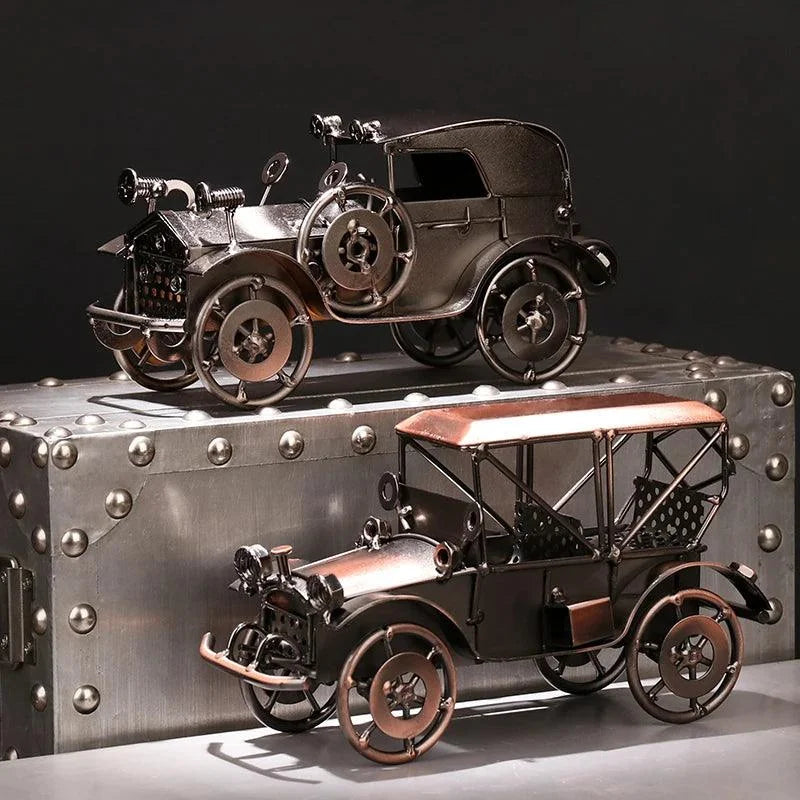Miniatura de Carro Antigo em Metal para Decoração Retrô Lenogue Cobre Vintage
