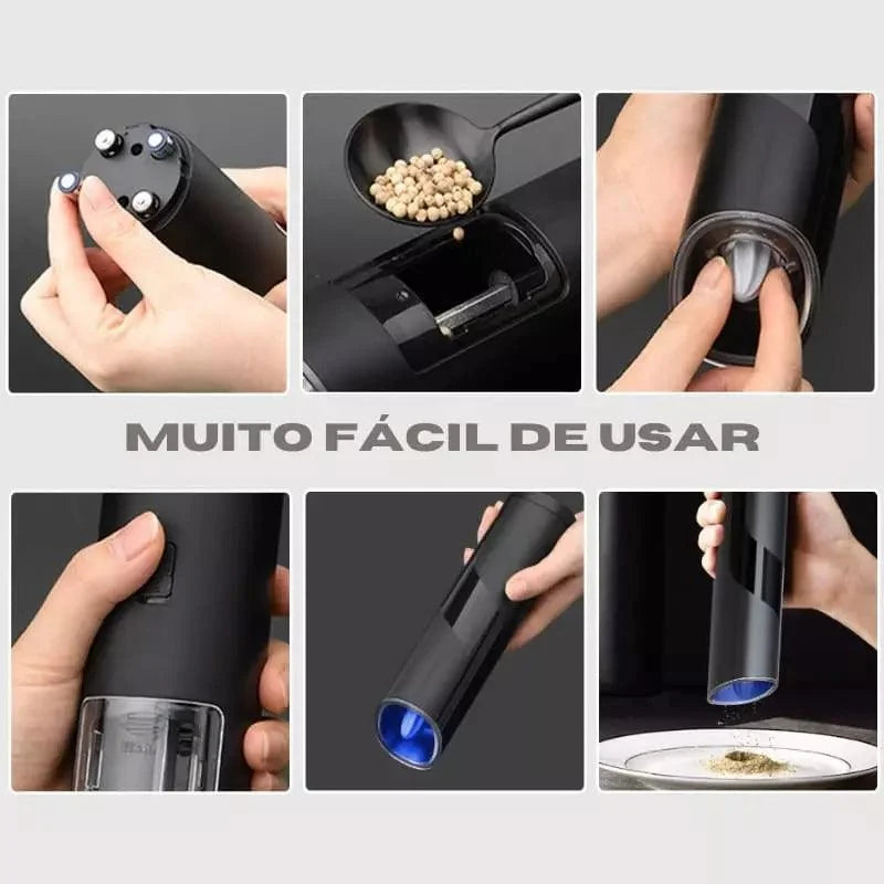 Moedor Elétrico de Pimenta e Temperos Aço Inox Lenogue
