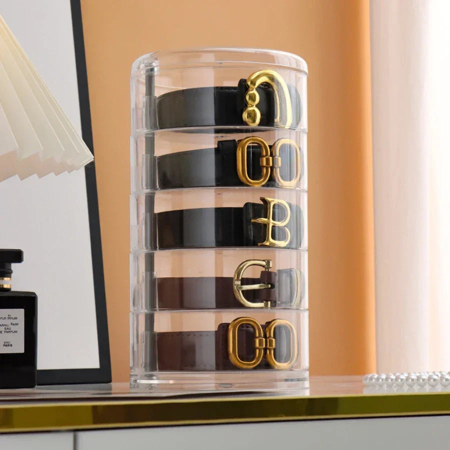 Organizador de Cintos e Joias Giratório Transparente Lenogue