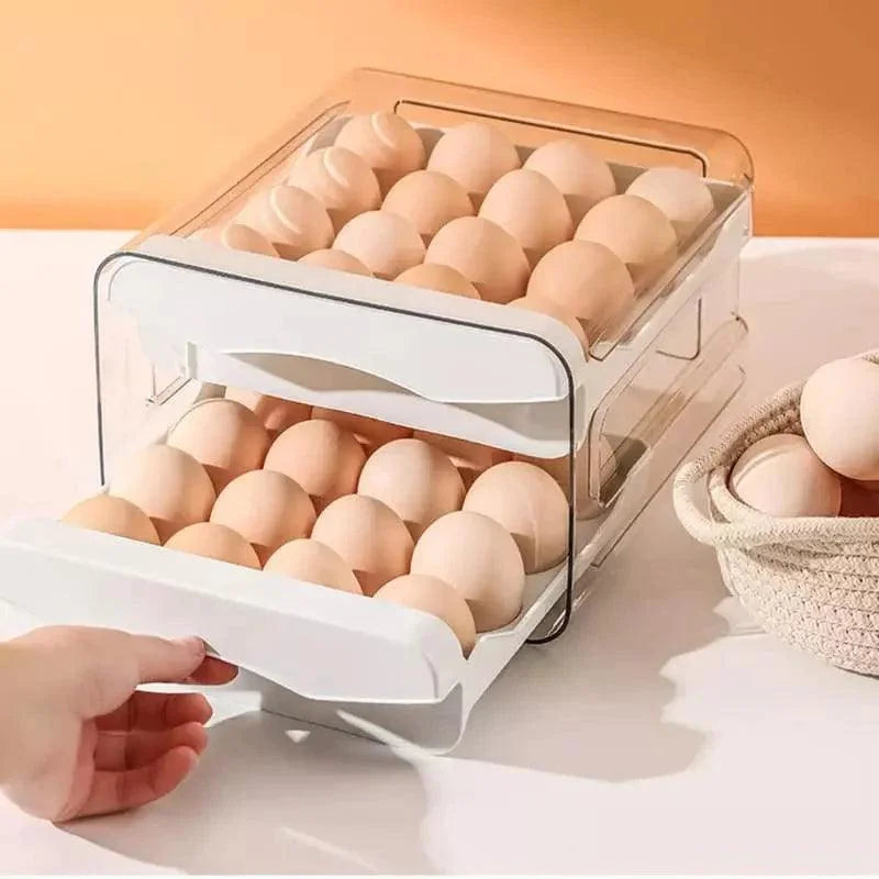 Organizador de Gavetas para Ovos Transparente Geladeira Lenogue Branco