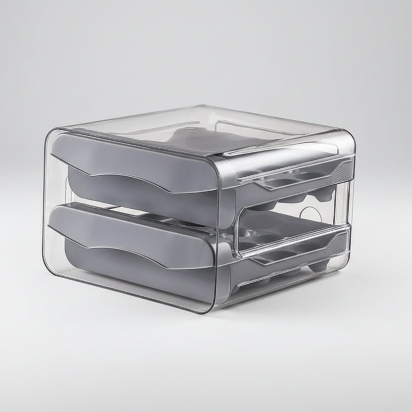 Organizador de Gavetas para Ovos Transparente Geladeira Lenogue Cinza